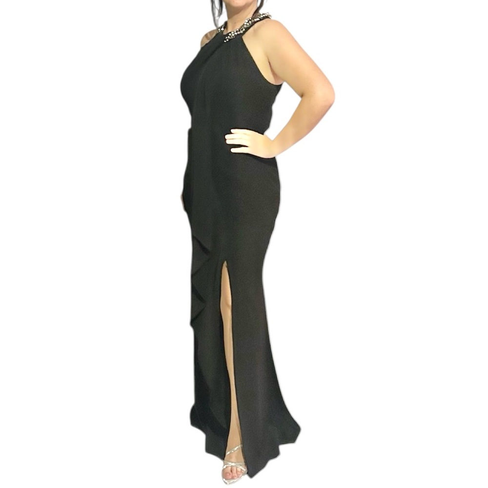 Ignite Evenings by Carol Lin Black Embellished Gown Size 12